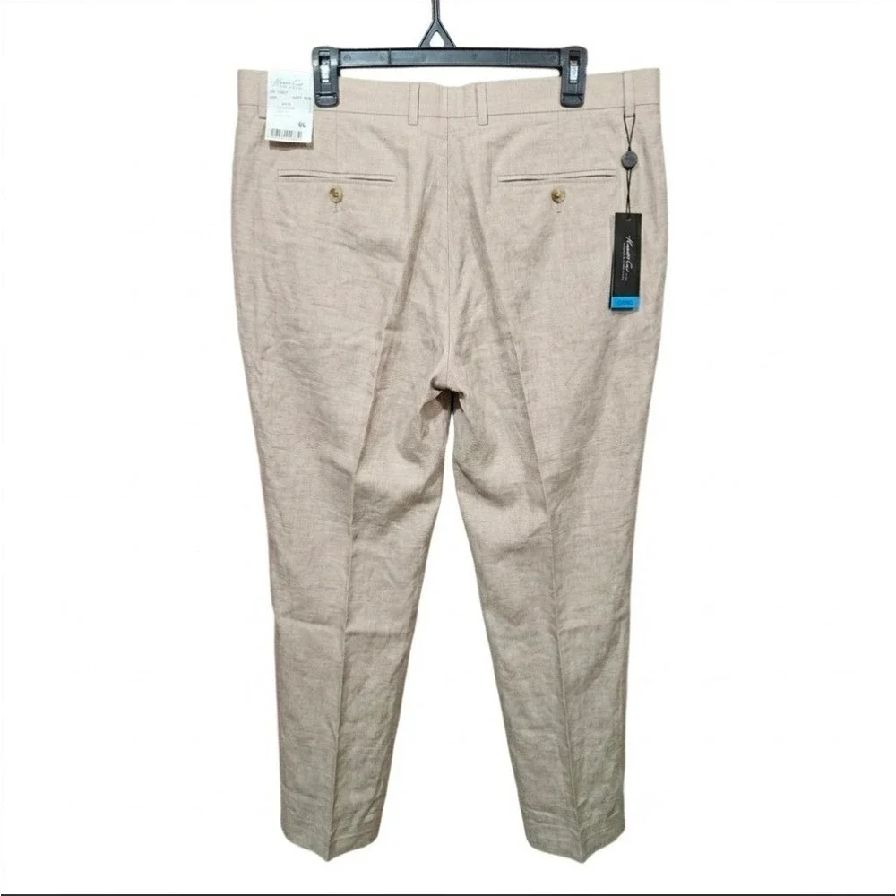 Kenneth Cole New York Mens Tan Linen Blend Dress Pants 36W 32L LR9253 New